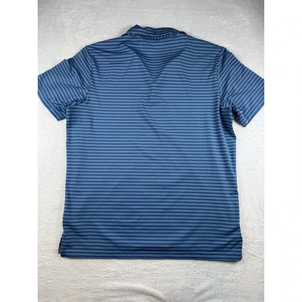 Adidas‎ Golf Polo Mens Large Blue Striped Performance Short Sleeve Stretch EUC